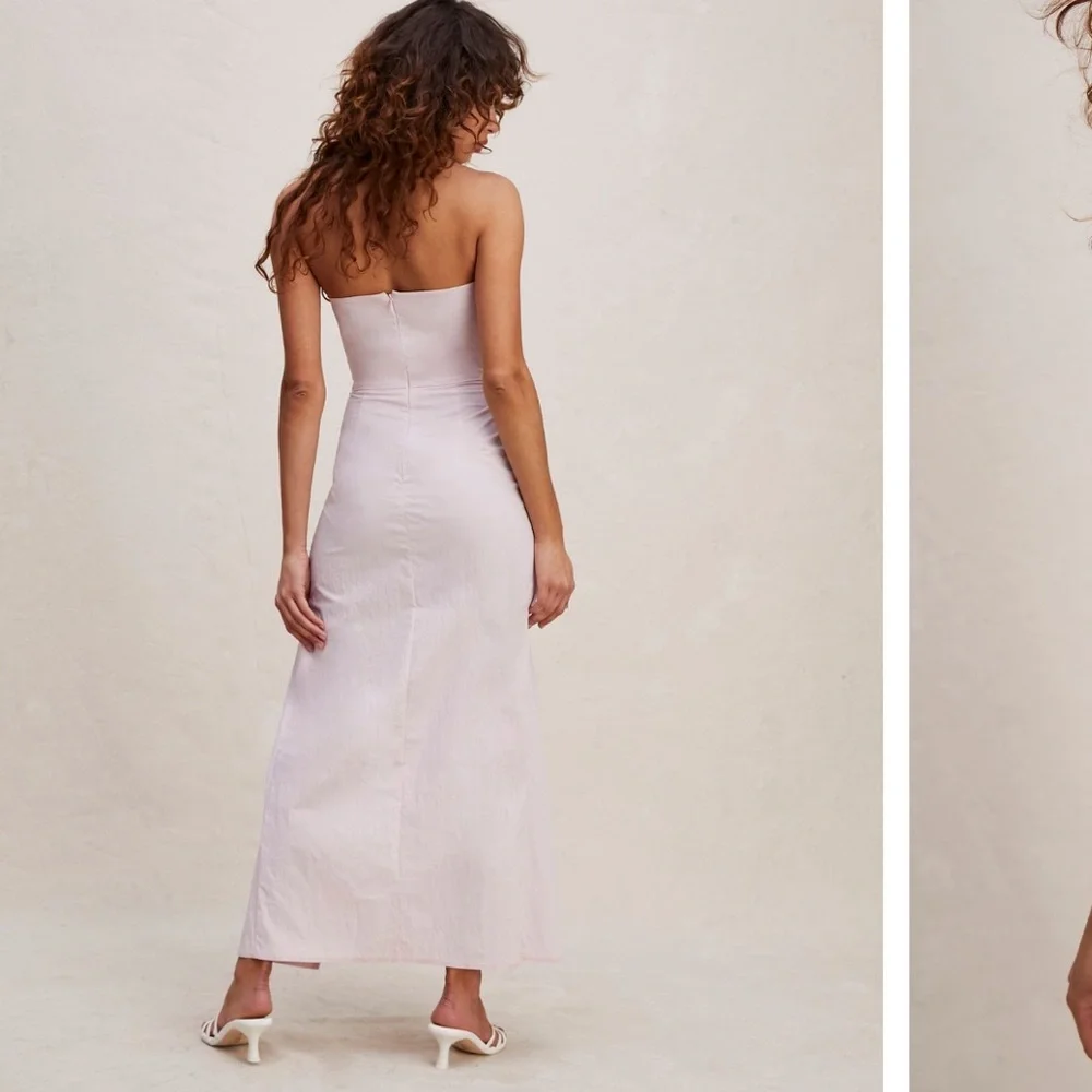 Bec + Bridge Adrianna Strapless Maxi Dress in “Quartz Pink”